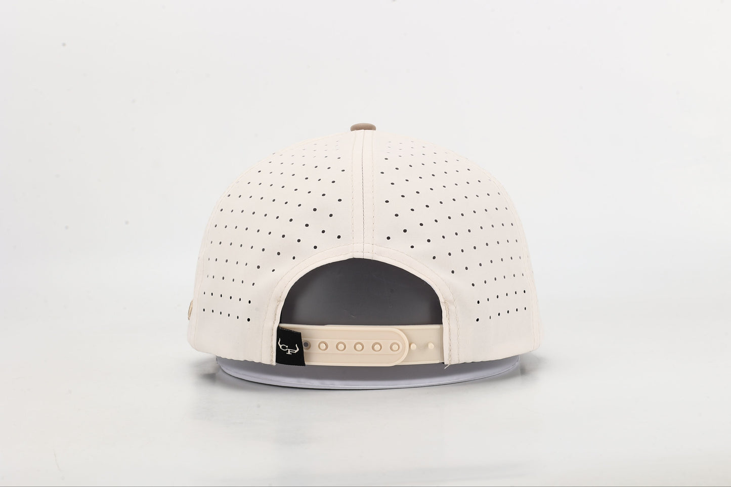 Beige and Brown cap with 'Cowpuncher Threads' logo in Black 3d Embroidery, Back View
