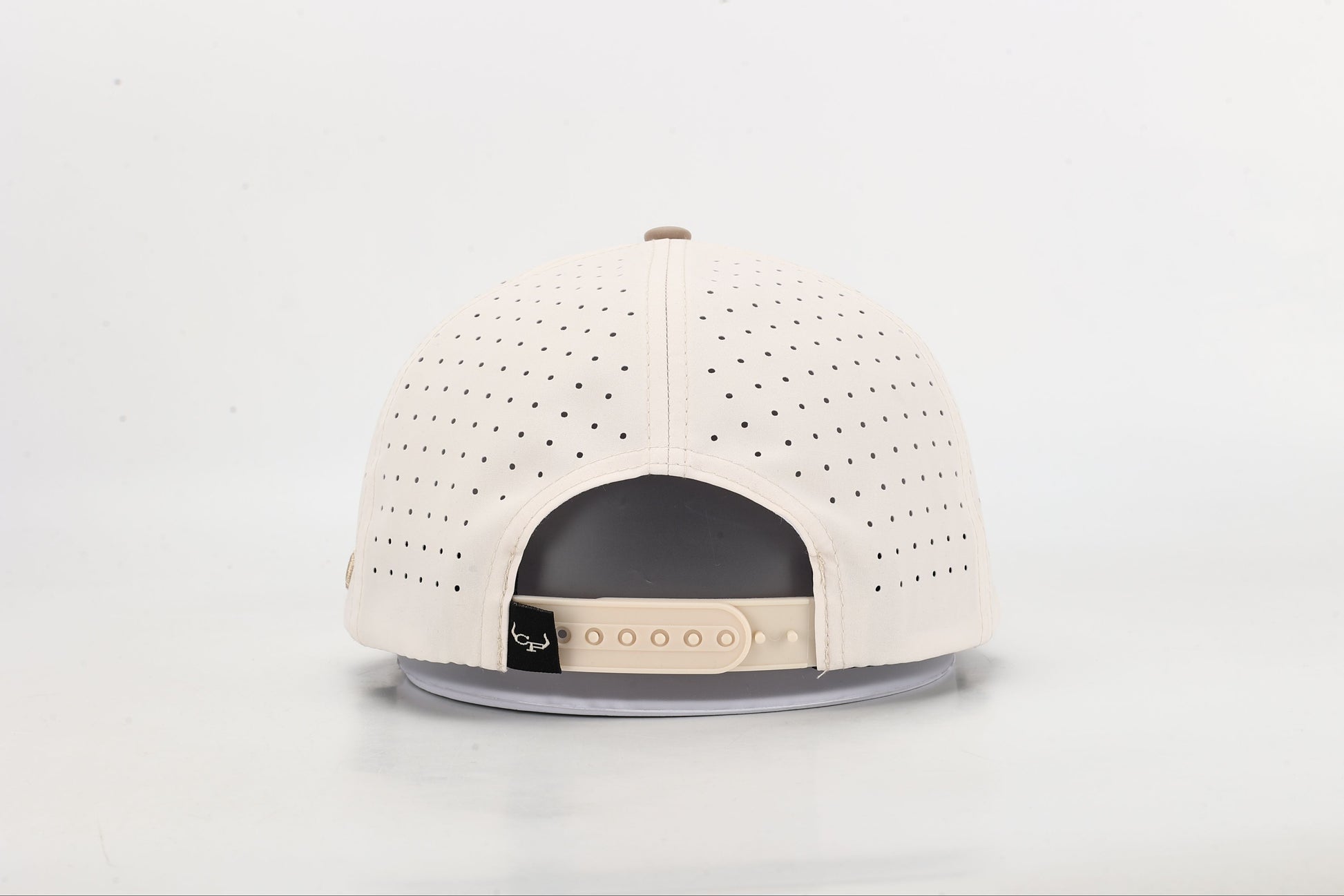 Beige and Brown cap with 'Cowpuncher Threads' logo in Black 3d Embroidery, Back View